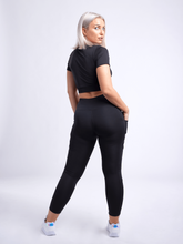 Load image into Gallery viewer, High-Waisted Criss-Cross Training Leggings with Hip Pockets