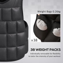 Load image into Gallery viewer, HOMCOM 15kg Men Or Women Waist Trainer Vest Adjustable Weighted w/ 38 Weight Bags Easy Use Cardio Running Fitness Black For Weight Loss Exercise Workout