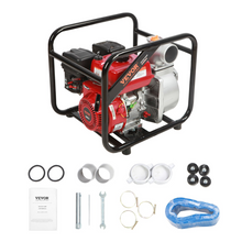 Load image into Gallery viewer, VEVOR Gasoline Engine Water Pump, 3-inch, 7HP 265 GPM, 142ft Lift, 22ft Suction, 4-Stroke Gas Powered Trash Water Transfer Pump Portable High Pressure with 25ft Hose for Irrigation Pool, EPA Certified