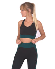 Load image into Gallery viewer, Trois Seamless Sports Bra - Black with Blue