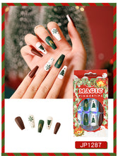 Load image into Gallery viewer, 24pcs/box French Glossy Acrylic Press on Nails Long Coffin Pastel Press on False Nails Stick on Nails Glossy Coffin Flash Fake Nails