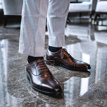 Load image into Gallery viewer, Handmade Men's Top Layer Cowhide Breathable Oxford Shoes