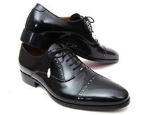 Load image into Gallery viewer, Paul Parkman Men's Captoe Oxfords Black Dress Shoes (ID#78RG61)
