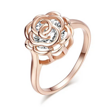 Load image into Gallery viewer, Rose Is A Rose Set of 4 or Rings In 18kt Rose Crystals In White Yellow And Rose Gold Plating