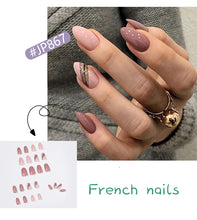 Load image into Gallery viewer, 24pcs/box French Glossy Acrylic Press on Nails Long Coffin Pastel Press on False Nails Stick on Nails Glossy Coffin Flash Fake Nails