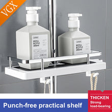 Load image into Gallery viewer, Vgx Bathroom Rod Shower Storage Shelf Rack Holder Organizer With Hooks