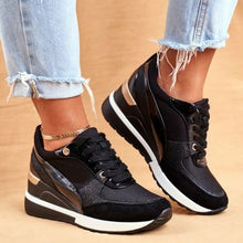 Load image into Gallery viewer, Women Wedge Sneakers Fashion Pu Leather Patchwork Height Increasing