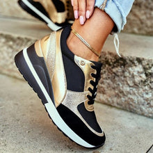 Load image into Gallery viewer, Women Wedge Sneakers Fashion Pu Leather Patchwork Height Increasing
