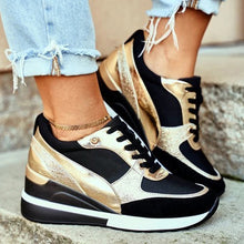Load image into Gallery viewer, Women Wedge Sneakers Fashion Pu Leather Patchwork Height Increasing