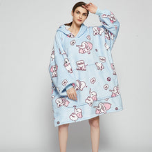 Load image into Gallery viewer, Ovesized Wearable Blanket Hoodie Winter Cute Print Fleece Sleepwaer Warm And Cozy Sofa Homewaer