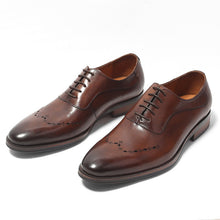 Load image into Gallery viewer, Italian Carved Leather Shoes Handmade Goodyear Leather Shoes