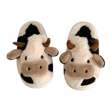 Load image into Gallery viewer, Cute Cow Animal Slipper For Women Girls Fashion Kawaii Soft Fluffy Winter Warm Slippers Woman Cartoon Milk Cow House Slippers Funny Shoes