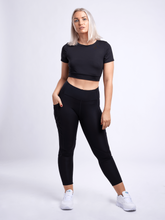 Load image into Gallery viewer, High-Waisted Criss-Cross Training Leggings with Hip Pockets
