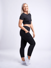 Load image into Gallery viewer, High-Waisted Criss-Cross Training Leggings with Hip Pockets
