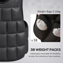 Load image into Gallery viewer, HOMCOM 15kg Men Or Women Waist Trainer Vest Adjustable Weighted w/ 38 Weight Bags  Easy Use Cardio Running Fitness Black For Weight Loss Exercise Workout
