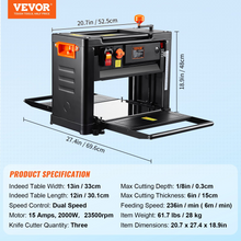 Load image into Gallery viewer, VEVOR Thickness Planer 13-Inch Two-Speed Three-Blade 15-Amp for woodworking
