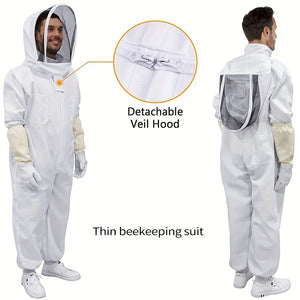 1pc Professional Beekeeping Suit with Ventilated Veil Hood - Perfect for Backyard Professionals & Beginners!