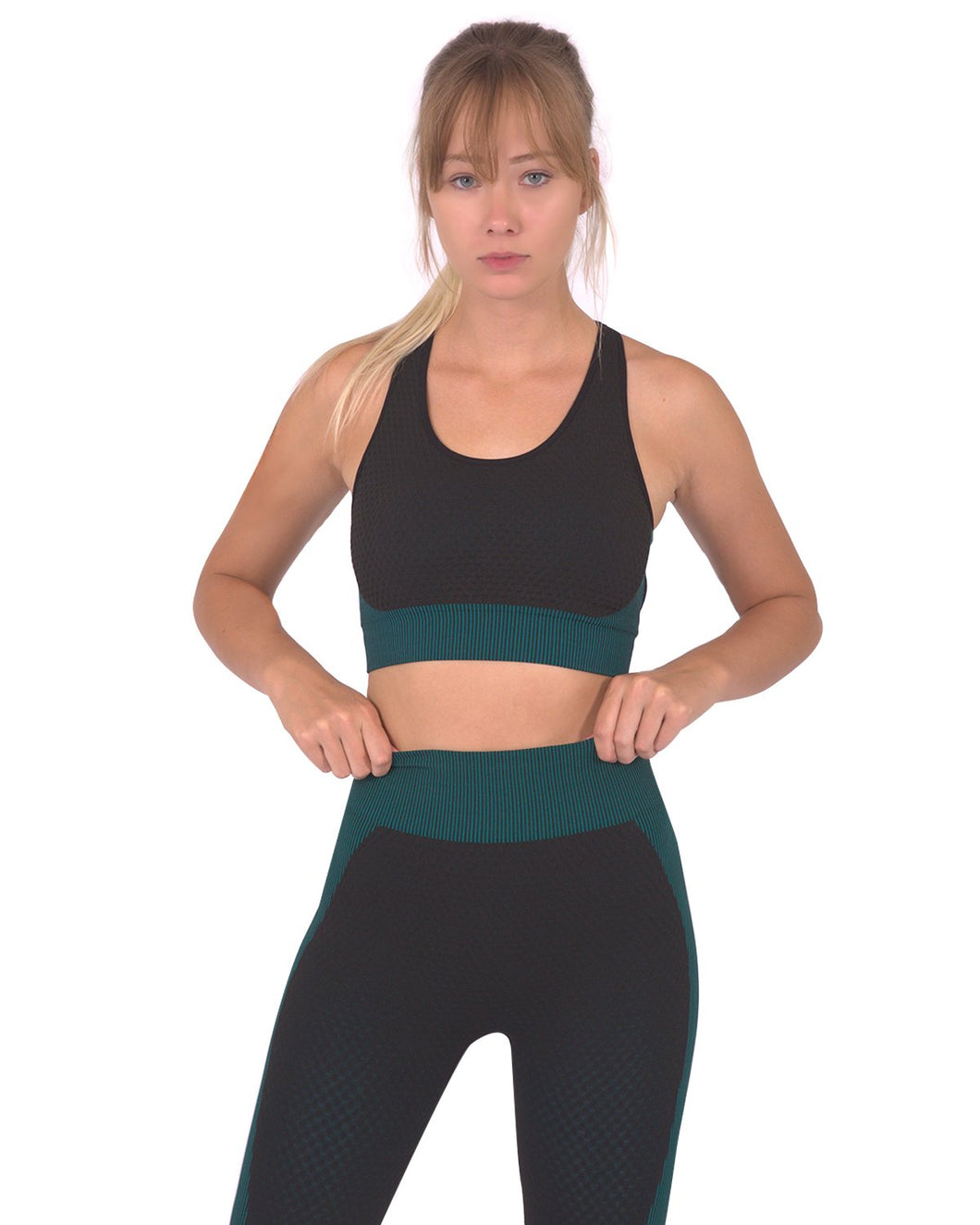 Trois Seamless Sports Bra - Black with Blue