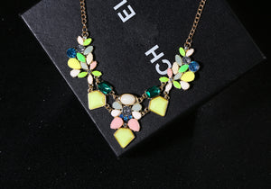 New Arrival Resin Fashion Colorful Cute Charm Gem Flower Choker Necklaces & Pendants Fashion Jewelry Woman Gift Summer style