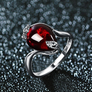 Woman silver ruby ring