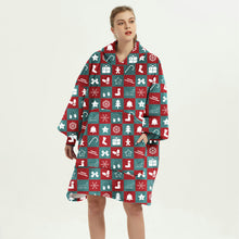 Load image into Gallery viewer, Ovesized Wearable Blanket Hoodie Winter Cute Print Fleece Sleepwaer Warm And Cozy Sofa Homewaer
