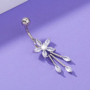 Tassel Flower Zircon Navel Ring Human Body Piercing Jewelry Woman