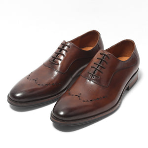 Italian Carved Leather Shoes Handmade Goodyear Leather Shoes