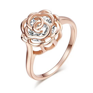 Rose Is A Rose Set of 4 or Rings In 18kt Rose Crystals In White Yellow And Rose Gold Plating