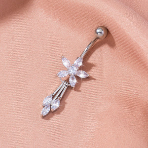 Tassel Flower Zircon Navel Ring Human Body Piercing Jewelry Woman