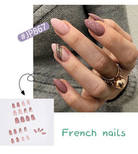 Load image into Gallery viewer, 24pcs/box French Glossy Acrylic Press on Nails Long Coffin Pastel  Press on False Nails Stick on Nails Glossy Coffin Flash Fake Nails
