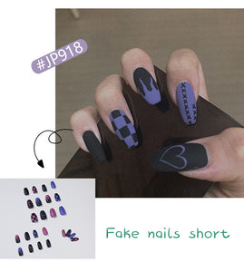 24pcs/box French Glossy Acrylic Press on Nails Long Coffin Pastel  Press on False Nails Stick on Nails Glossy Coffin Flash Fake Nails