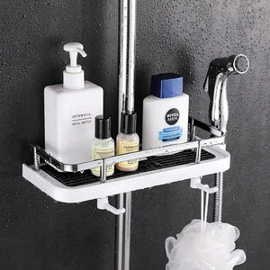 Bathroom Shower Storage Rack Organizer Pole Shelves Shampoo Tray Stand