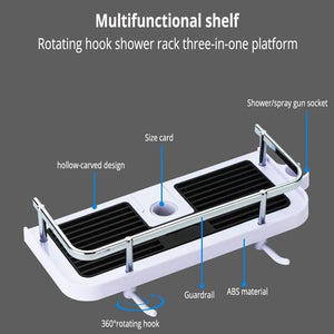 Bathroom Shower Storage Rack Organizer Pole Shelves Shampoo Tray Stand