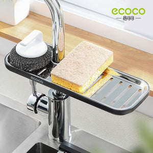 Ecoco Faucet Sponge Soap Drainage Storage Rack Sink Adjustable Dish