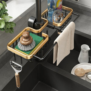 Kitchen Space Aluminum Sink Drain Rack Sponge Storage Faucet Holder