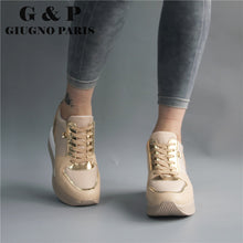 Load image into Gallery viewer, Leather Insole Sneakers Women With Platform Sports Shoes Lady Luxury
