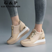 Load image into Gallery viewer, Leather Insole Sneakers Women With Platform Sports Shoes Lady Luxury
