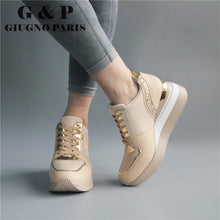 Load image into Gallery viewer, Leather Insole Sneakers Women With Platform Sports Shoes Lady Luxury
