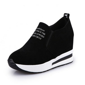 New Flock Increasing Shoes High Heels Lady Casual black Women Sneakers