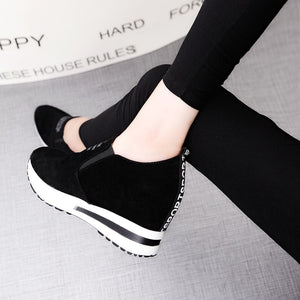 New Flock Increasing Shoes High Heels Lady Casual black Women Sneakers