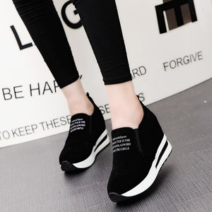 New Flock Increasing Shoes High Heels Lady Casual black Women Sneakers