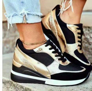 Sneakers Women Pu Lace-up Sneakers Casual Lady Vulcanized Shoes Female