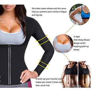 Women Sauna Body Shaper Sweat Suit Sleeve Spa Shirt Hot Neoprene