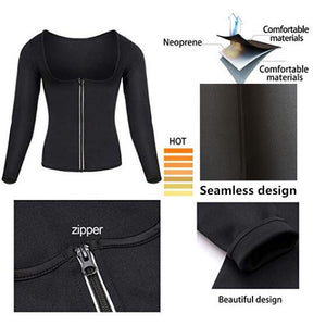 Women Sauna Body Shaper Sweat Suit Sleeve Spa Shirt Hot Neoprene