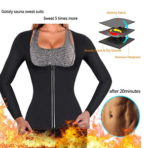 Women Sauna Body Shaper Sweat Suit Sleeve Spa Shirt Hot Neoprene