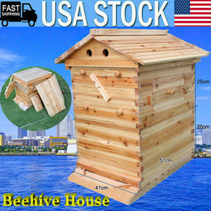 Wooden Beehive Box and 7 Beehive Frames Beekeeping Tools Honey Self