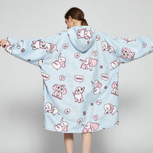 Load image into Gallery viewer, Ovesized Wearable Blanket Hoodie Winter Cute Print Fleece Sleepwaer Warm And Cozy Sofa Homewaer
