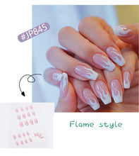 Load image into Gallery viewer, 24pcs/box French Glossy Acrylic Press on Nails Long Coffin Pastel  Press on False Nails Stick on Nails Glossy Coffin Flash Fake Nails
