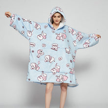 Load image into Gallery viewer, Ovesized Wearable Blanket Hoodie Winter Cute Print Fleece Sleepwaer Warm And Cozy Sofa Homewaer
