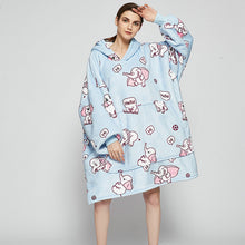 Load image into Gallery viewer, Ovesized Wearable Blanket Hoodie Winter Cute Print Fleece Sleepwaer Warm And Cozy Sofa Homewaer
